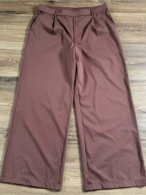 Halara Flex Day Stretch High Waist Straight Wide Leg Work Pants Brown XL Preppy